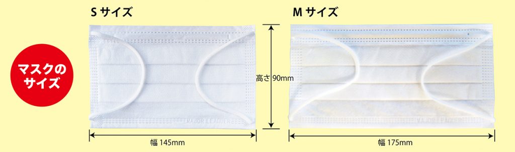 サージカルマスク・メジャーリーガーのサイズ表